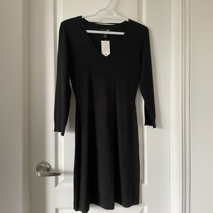Brand New H&M Black Knitted Dress Vneck Stretchy 3/4 Sleeve Mini Dress